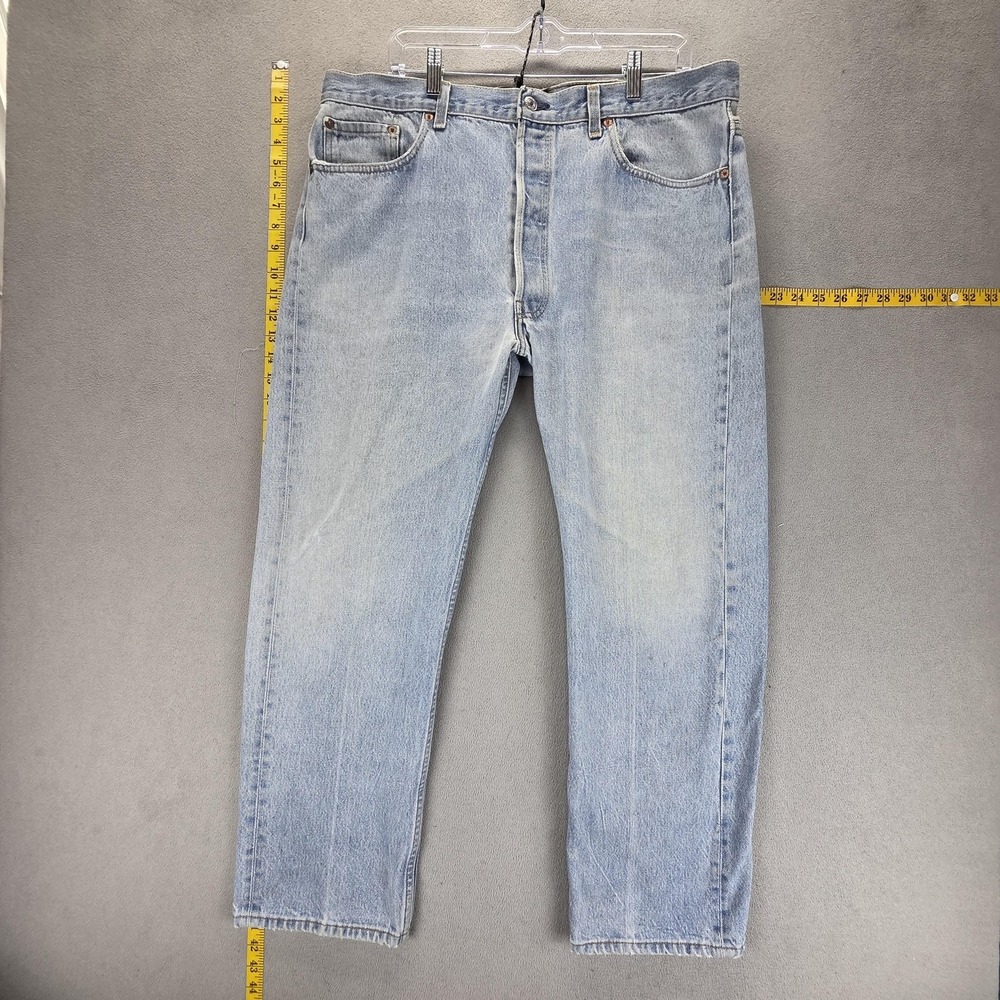Vintage Levis 501 Jeans‎ Mens Blue Light Wash Straight Button Fly USA Fits 36x28